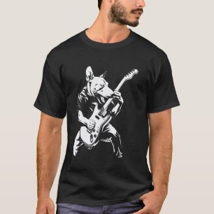 Dog Guitarist Guitar - Bull Terrier Dad Mum T-Shirt