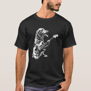Dog Guitarist Guitar - Dachshund Dad Mum T-Shirt