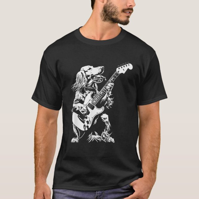 Dog Guitarist Guitar English Setter Dad Mom  for M T-Shirt (Front)