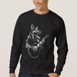 Dog Guitarist Guitar - German Shepherd Dad Mum Sweatshirt