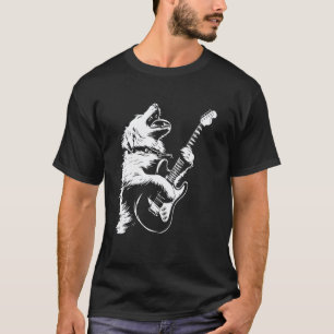 Dog Guitarist Guitar - Great Pyrenees Dad Mum T-Shirt
