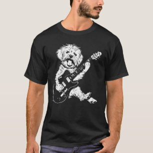 Dog Guitarist Guitar - Maltipoo Dad Mum T-Shirt