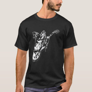Dog Guitarist Guitar - Papillon Dad Mum T-Shirt