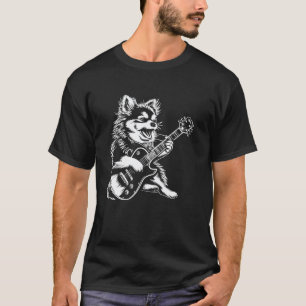 Dog Guitarist Guitar - Pomskie Dad Mum T-Shirt