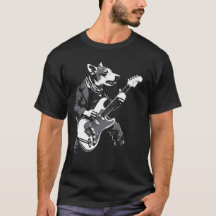 Dog Guitarist Guitar - Rat Terrier Dad Mum T-Shirt