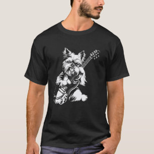 Dog Guitarist Guitar - Teacup Yorkie Dad Mum T-Shirt
