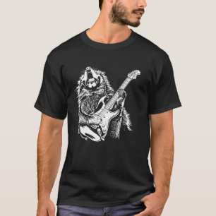 Dog Guitarist Guitar - Tibetan Mastiff Dad Mum T-Shirt