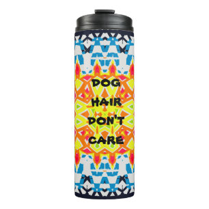 DOG HAIR DON'T CARE Orange Navy Abstract Thermal Tumbler