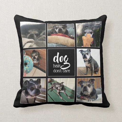 Image of Dog Hair Don't Care Pet Photo Collage Cushion