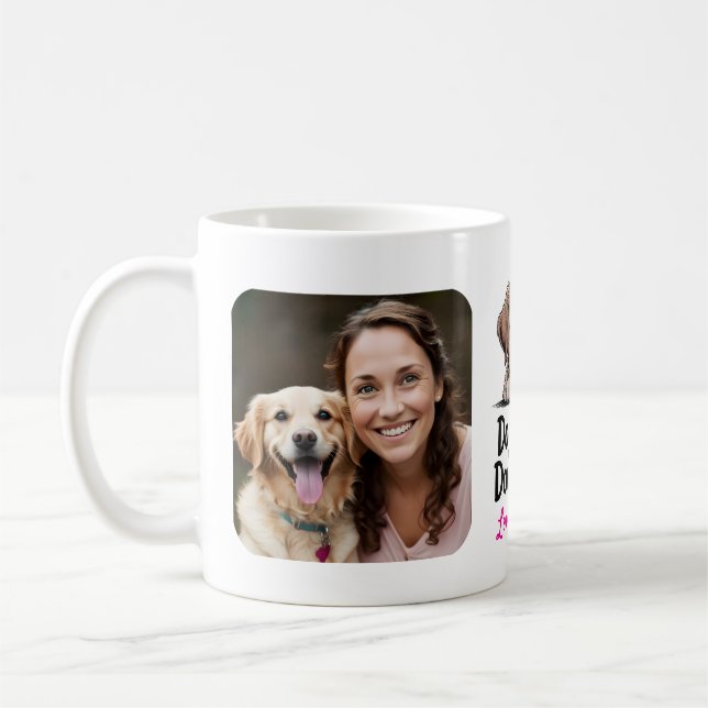 Dog Hair, Don't Care Retriever Puppy Photo Name Coffee Mug (Left)