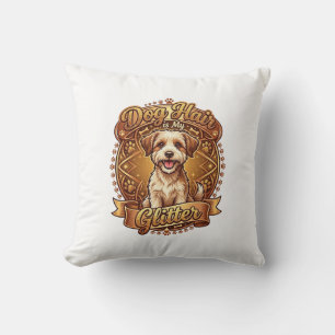 Dog Hair Is Glitter Fluffy Gold Ribbon_1 Cushion