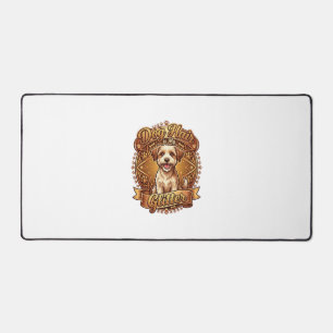 Dog Hair Is Glitter Fluffy Gold Ribbon_1 Desk Mat