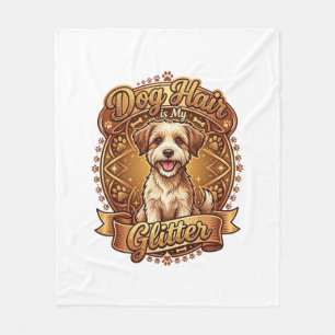 Dog Hair Is Glitter Fluffy Gold Ribbon_1 Fleece Blanket