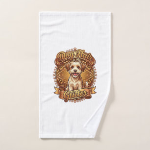Dog Hair Is Glitter Fluffy Gold Ribbon_1 Hand Towel