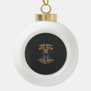 Dog Hair Pitbull Glitter Wearing Sunglasses Stars Ceramic Ball Christmas Ornament