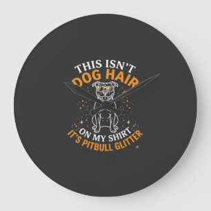 Dog Hair Pitbull Glitter Wearing Sunglasses Stars Large Clock
