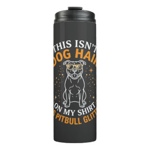 Dog Hair Pitbull Glitter Wearing Sunglasses Stars Thermal Tumbler