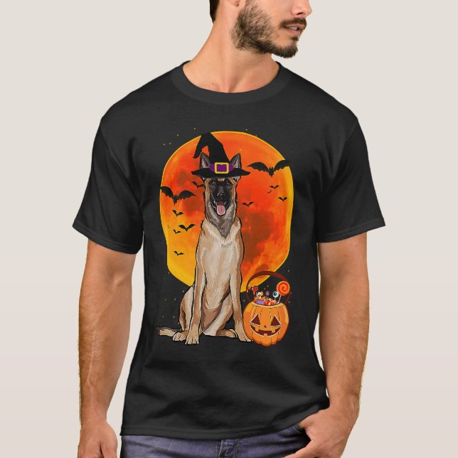 Dog Halloween Belgian Malinoi Jack O Lantern Pumpk T-Shirt (Front)