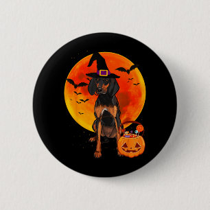 Dog Halloween Black And Tan Coonhound Jack O 6 Cm Round Badge