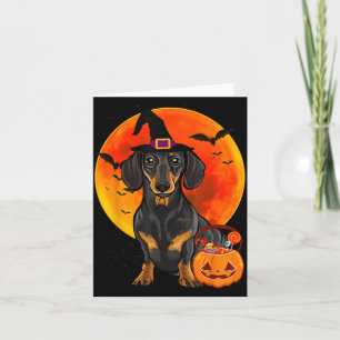 Dog Halloween Black Dachshund Jack O Lantern Card