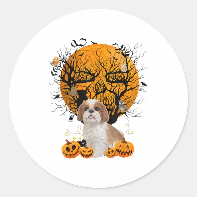 Dog Halloween Classic Round Sticker (Front)
