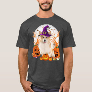 Dog Halloween Corgi Dog Jack O Lantern Pumpkin T-Shirt