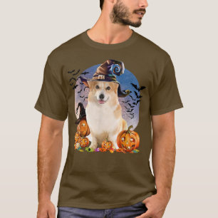 Dog Halloween Corgi Jack O Lantern Pumpkin Moon T-Shirt