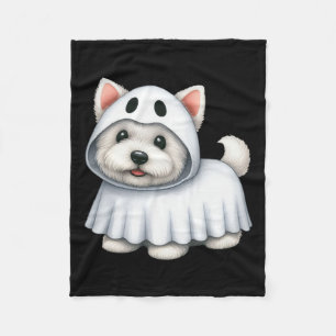 Dog Halloween Costume Ghost West Highland Terrier Fleece Blanket