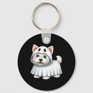 Dog Halloween Costume Ghost West Highland Terrier Key Ring