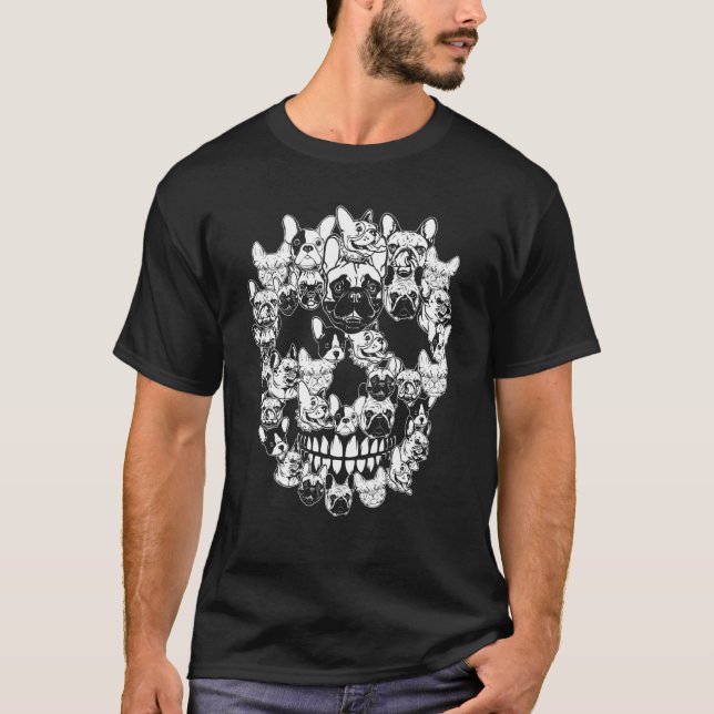Dog Halloween Costume Skull French Bulldog T-Shirt (Front)