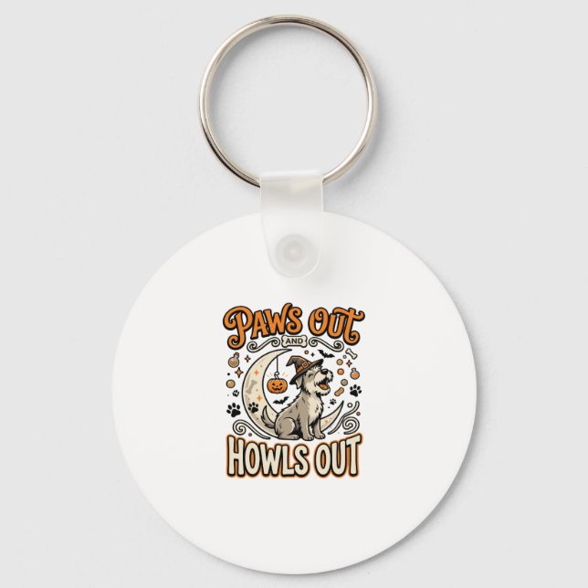 Dog Halloween Howl Party Key Ring (Front)