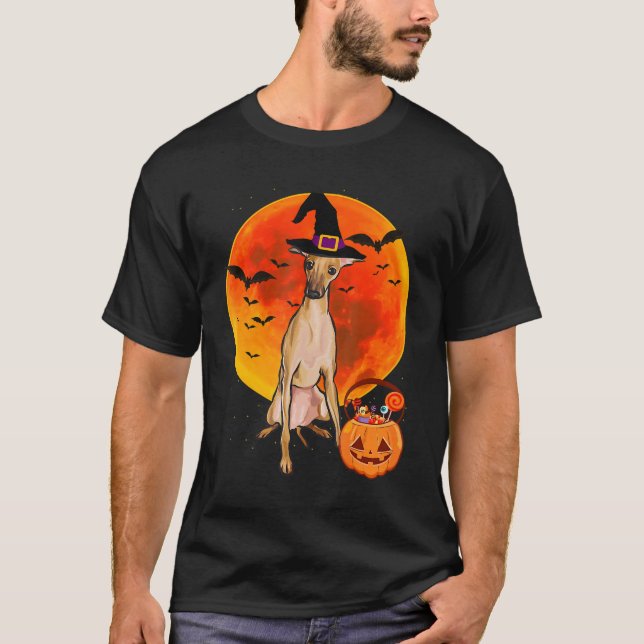 dog halloween italian greyhound jack o lantern pum T-Shirt (Front)
