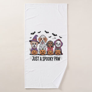Dog Halloween Just a Spooky Paw 2 Bath Towel
