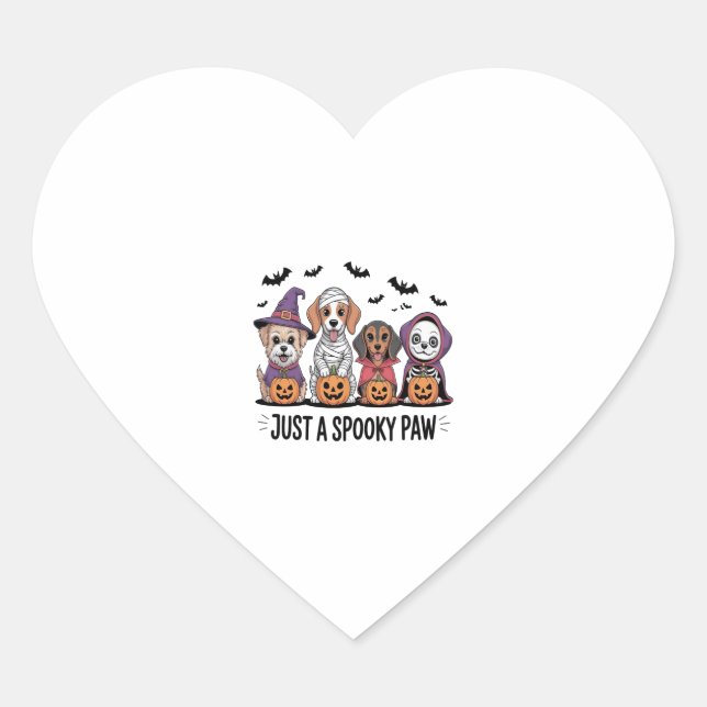 Dog Halloween Just a Spooky Paw 2 Heart Sticker (Front)