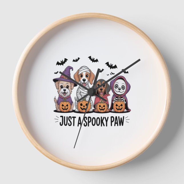 Dog Halloween Just a Spooky Paw Clock (Front)