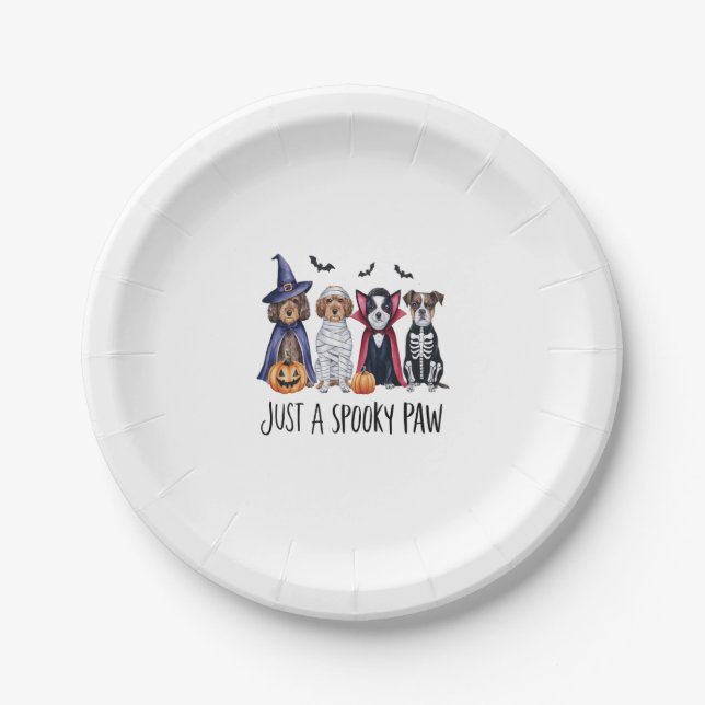 Dog Halloween Just a Spooky Paw Paper Plate (Front)