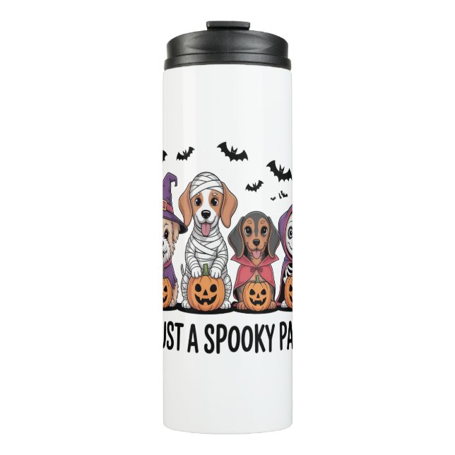 Dog Halloween Just a Spooky Paw Thermal Tumbler (Front)