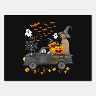 Dog   Halloween Labrador Retriever Truck Pumpkin Garden Sign