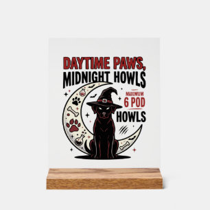 Dog Halloween Midnight Howls Acrylic Sign