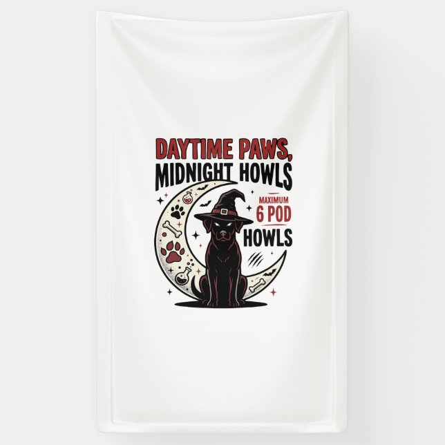 Dog Halloween Midnight Howls Banner (Vertical)
