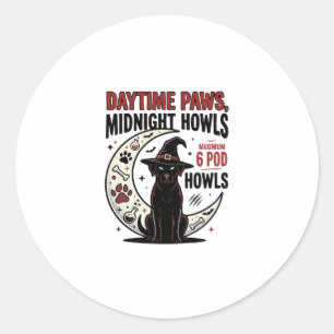 Dog Halloween Midnight Howls Classic Round Sticker