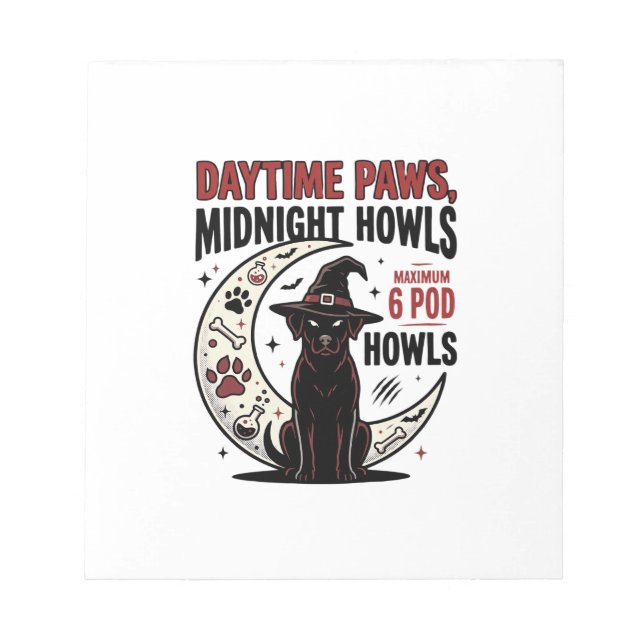 Dog Halloween Midnight Howls Notepad (Front)