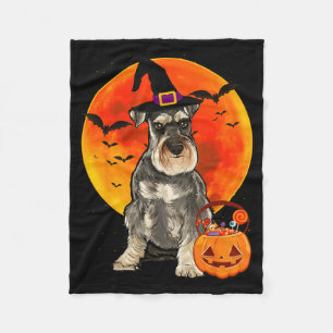 Dog Halloween Miniature Schnauzer Jack O Lantern Fleece Blanket