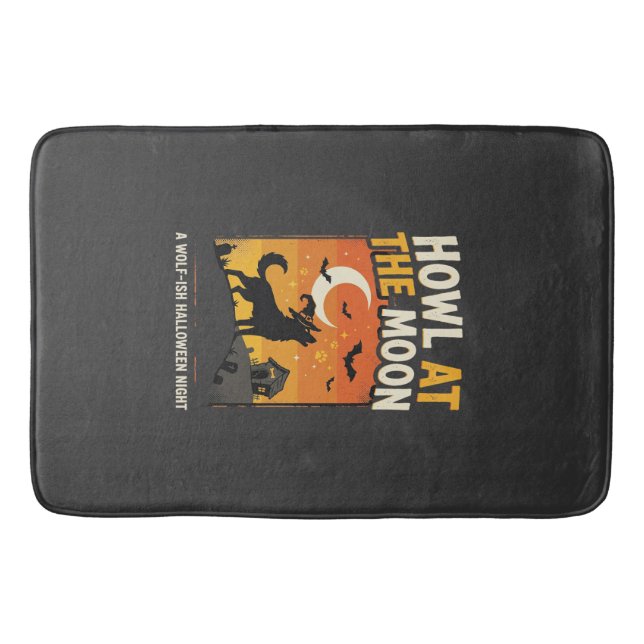 Dog Halloween Moon Howl Bath Mat (Front)
