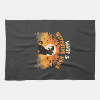 Dog Halloween Moonlight Tea Towel