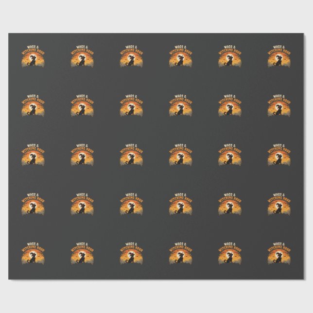 Dog Halloween Moonlight Wrapping Paper (Flat)