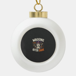 Dog Halloween Night (2) Ceramic Ball Christmas Ornament