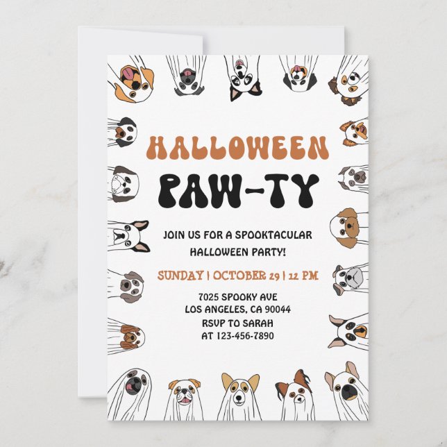 Dog Halloween Party Invite Dog Costume Parade  (Front)