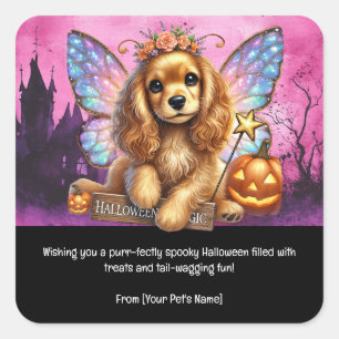 Dog Halloween Pet in spooky costumes Square Sticker