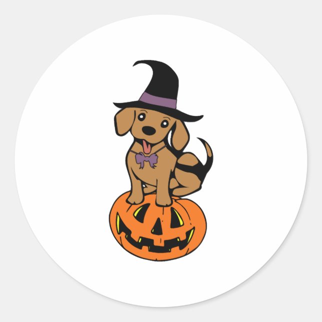 dog halloween pumpkin face classic round sticker (Front)